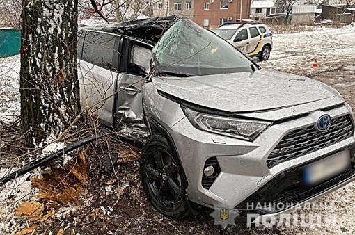 На Полтавщині легковик вʼїхав у дерево